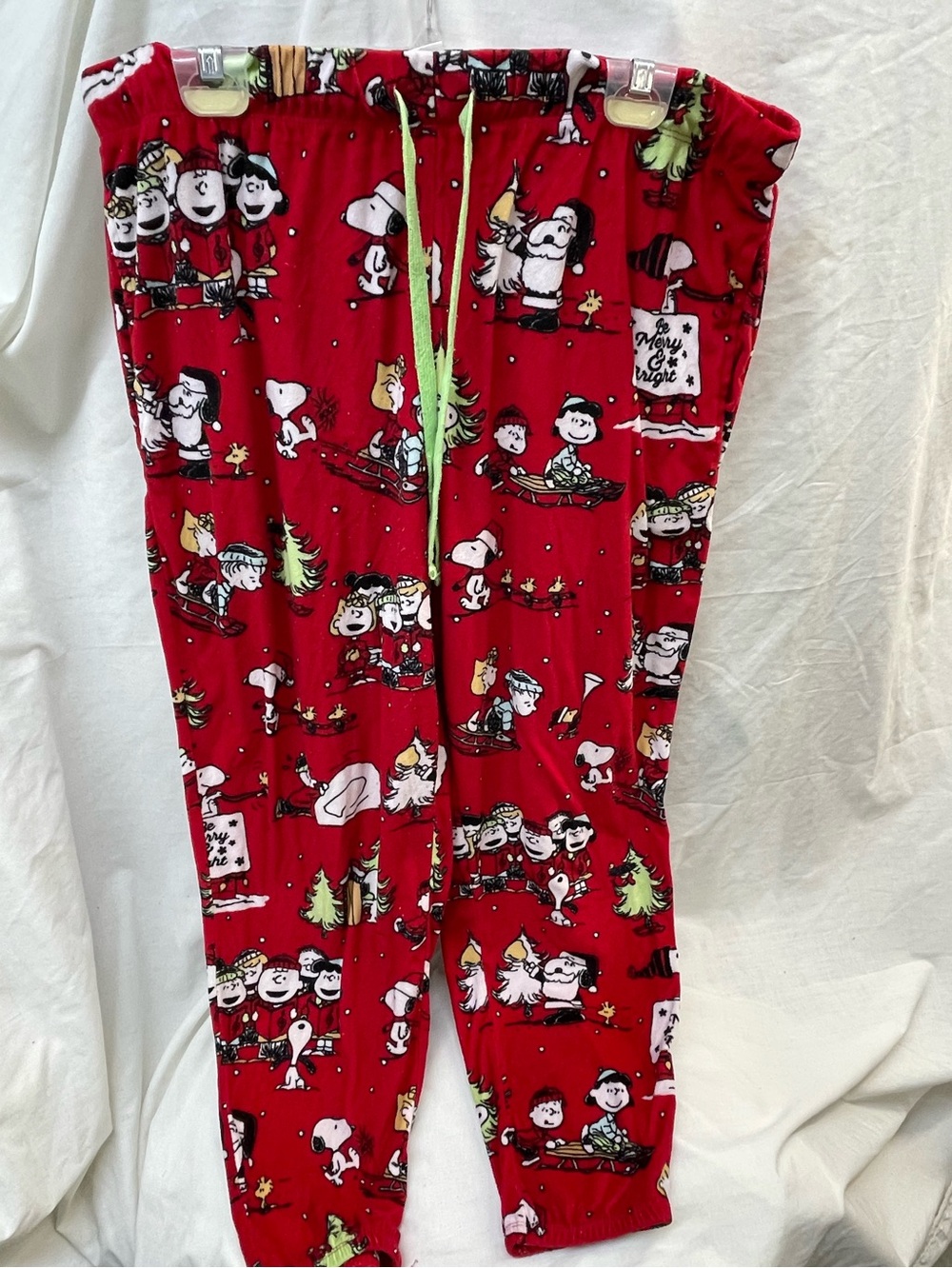Peanuts Holiday fleece red Pajama Pants/drawstring ladies sz 12-14